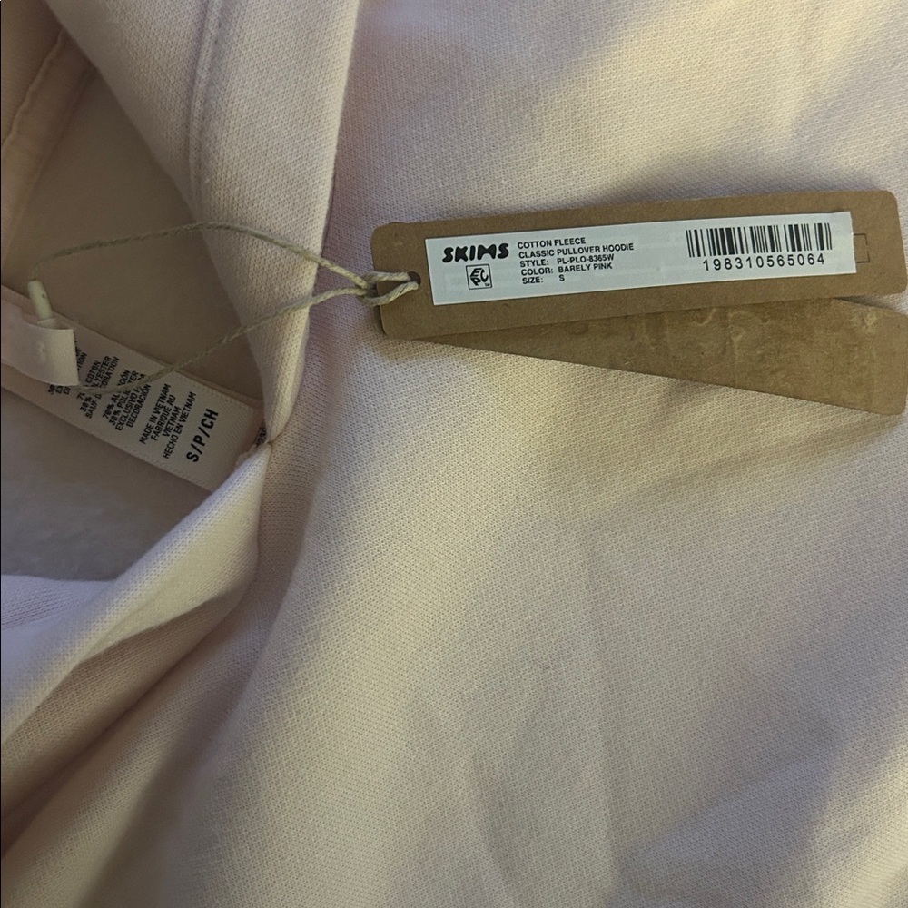 SKIMS Cotton Fleece Pullover Hoodie- Light Pink NWT 💕 - Picture 3 of 16